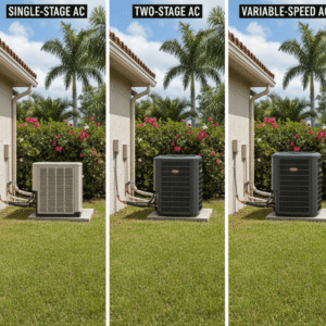 How variable-speed AC systems work — advanced multi-stage airflow technology improving comfort and energy efficiency in Florida homes.