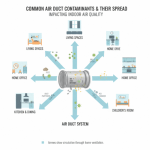 Contaminants inside dirty air ducts causing health risks in Saint Cloud homes