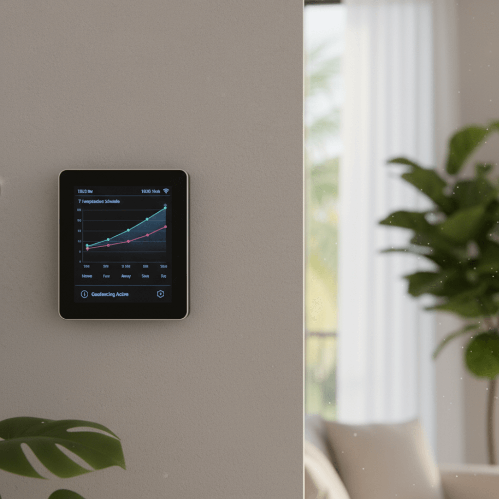 Smart thermostat automatically controlling temperature in a Florida home