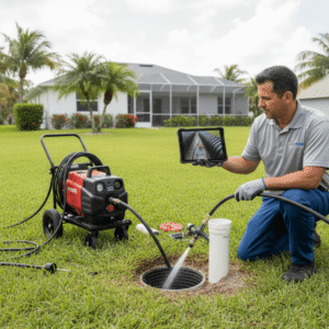 Inspection and cleaning of underground drainage pipes using video camera
